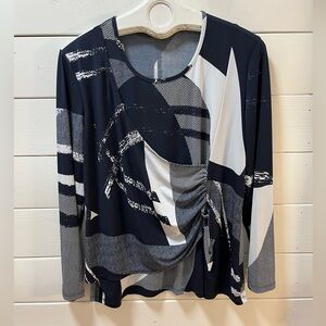 ÉMOTIONS – Navy Abstract Print Top L